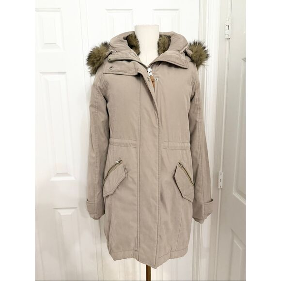 Abercrombie & Fitch Faux Fur Tan Hooded 3 In 1 Multi Wear Ultra Parka Jacket Sma - Picture 2 of 8